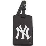 MLB New York Yankees Black Leatherette Printed Logo Bag Tag