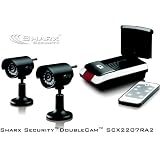 Sharx Security SCX2207RA2 DoubleCam 2.4 GHz Wireless Color Waterproof 2 Camera System with Microphone, Night Vision, Remote Control Receiver