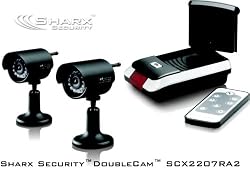 Sharx Security SCX2207RA2 DoubleCam 2.4 GHz Wireless Color Waterproof 2 Camera System with Microphone, Night Vision, Remote Control Receiver