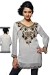 Fine georgette Kurti, Antique/Gold worked Neckline & Daaman