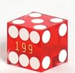 3/4" Red Trans. Precision Casino Craps Dice, Serial #