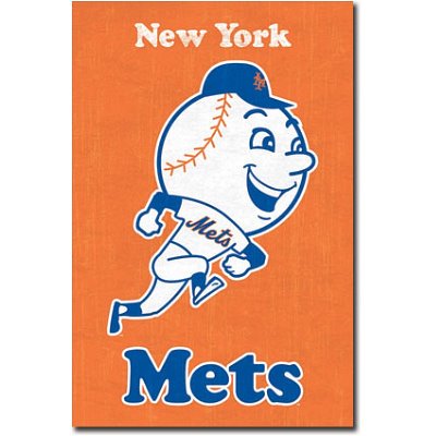 (22x34) New York Mets Retro Logo Sports Poster Print