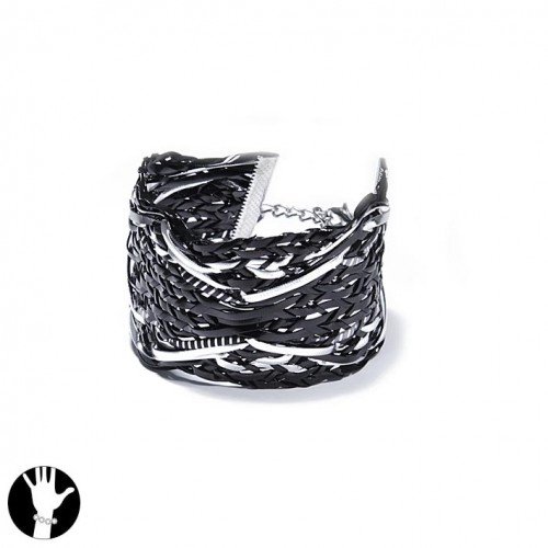 SG Paris Bracelet 18cm+Ext Rhodium Black Noir/Jet