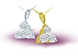 14K White Gold Three Diamond Triangle Pendant - GH SI - 0.12 Ct. - 2.00 Ct.