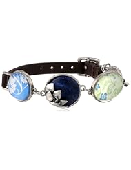 NINE WEST VINTAGE AMERICA "Classics" Silver-Tone Multi-Stone Leather Bracelet, 8"