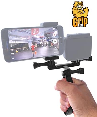3 in 1Hand Held GoPro Stabilizer Mount for GoPro Hero, Smartphone or Both Simultaneously by GripHeroTM (BLACK)