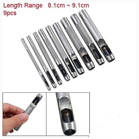9 PCS Leather Belt Gasket Hollow Hole Punch Cutter Tool