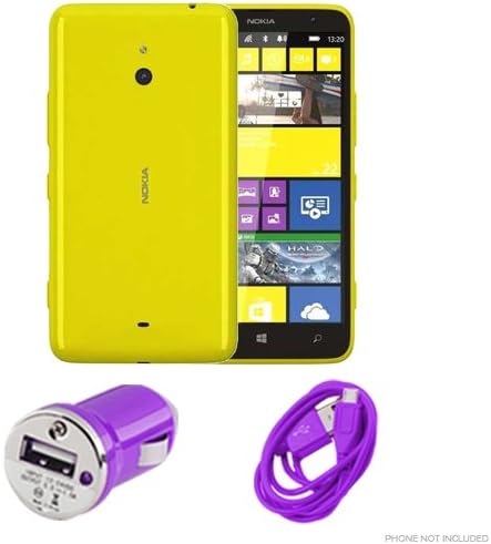 Nokia Lumia 1320 - Car Charger Adapter + USB Data Cable (2pc Combo Bundle Kit) - Purple