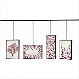 Hand Painted Wall Hanging Art - Embossed Coral in Red
