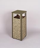 Howard Aspen 12 gallon Steel/Stone Panel Flat Top Brown with Desert Brown Stone Panels Waste Receptacle R12-201PL