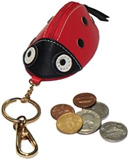 Animal Zipped Coin Purse with Keychain (Red Ladybug)