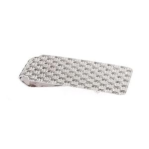 Sterling silver larger sized money clip with a basketweave engraved design with presentation box