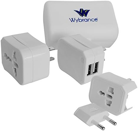 Wybrance International Travel Adapter - Universal Travel Plug Adapter - Fits Power Outlets of over 150 Countries - Comes with 2 USB Ports - Evolved Design - Incredible Performance (White)