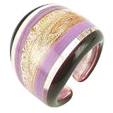Antica Murrina Cuba - Purple and Clear Murano Glass Fashion Ring