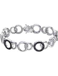 1 CT Blue Diamond Bracelet .925 Sterling Silver 7 Inches