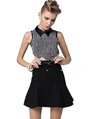 Polyester/Tweed/Wool Sheer Houndstooth Print  Dress