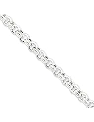 .925 Sterling Silver 7.75mm Hollow Rolo Chain