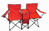 Hiland Double Folding Chair with Center Storage- Red