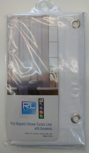 100 % Vinyl White Magnetic Shower Curtain Liner with Grommets, Mildew and Water Resistant Standard Size 70" X 72"