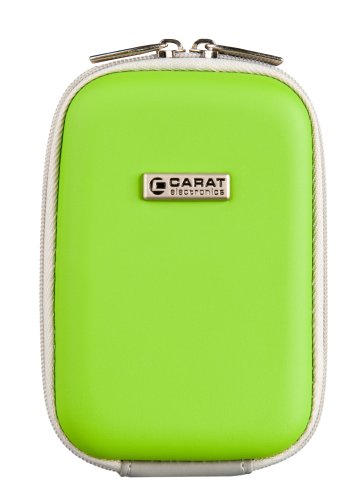 Carat Hartschalentasche gr&uuml;n, die perfekte Mischung aus Design und Funktion (inkl. Trageriemen und G&uuml;rtelschlaufe) - Kameratasche passend f&uuml;r Canon IXUS-Serie z.B. Canon IXUS 70 / IXUS 75 / Ixus IXUS 960 IS, IXUS 860 IS, 800 IS / 850 IS / 900 TI / 950 IS, Casio Z75, Z77, Z1200, Z11, Z65, Z1050, S880, S10, S770, V7, Z77, Z75, Z1080 Panasonic FX55, FX33, FX01,FX07,Fx10,FX12