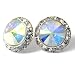Aurora Borealis 20mm Swarovski Crystal Framed Post Earrings Fashion Jewelry-- Made In USA
