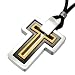 Men's Stainless Steel Three Colour Cross & Leather Cord