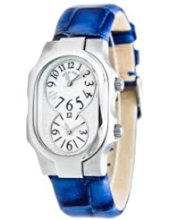 Philip Stein Womens 1-MOPGR-LARB Signature Mother-Of-Pearl and Blue Leather Band Watch