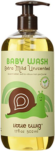Little Twig All Natural, Hypoallergenic, Extra Mild Baby Wash for Sensitive Skin, Unscented, 17 Ounce Bottle