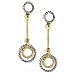 14K Solid Gold and Sterling Silver Cable Designer Circle Drop Earrings