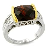 Sterling Silver/18K Gold Cushion Garnet Ring, Size 7