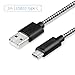Inateck USB C Cable, 200CM/6.6Ft Type-C Cable with USB-C(USB 3.1) to USB-A(USB 2.0), for Nexus 6P, Nexus 5X, LG G5, OnePlus 2, Huawei P9 etc.- Black and Gray Nylon Braided