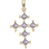 14K Yellow Gold Amethyst Cross Pendant