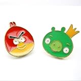 DaisyJewel Top Seller Mega Clearance Sale - Angry Birds Inspired Asymmetrical Earrings Red Bird & Green King Pig with Comfort Earring Backs