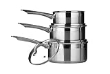 Premier Housewares 16/ 18/ 20 cm 3-Piece Two Tone Stainless Steel Saucepan Set