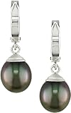 14K White Gold 9-10mm Tahitian Pearl Teardrop Earrings
