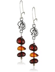 Sterling Silver Multi-color Raw Amber Beaded Earrings