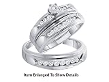 14k. Gold Stunning 3 Pc. Genuine .43 Ctw. Diamond Wedding Set for Him and Her