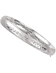 7" 14K White Gold 6.0mm (1/4") Flourentine Round Domed Classic Bangle Bracelet w/ Clasp