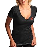 NHL Antigua Calgary Flames Women's Spry Slub Premium T-Shirt - Black (Small)