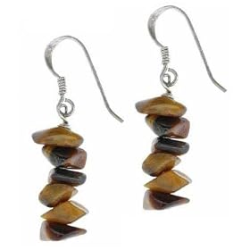 Sterling Silver Genuine Tiger Eye Chip Earrings by 