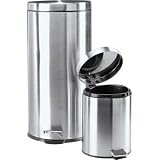 30 liter stainless steel step on trash can with BONUS 5 liter trash can stainless