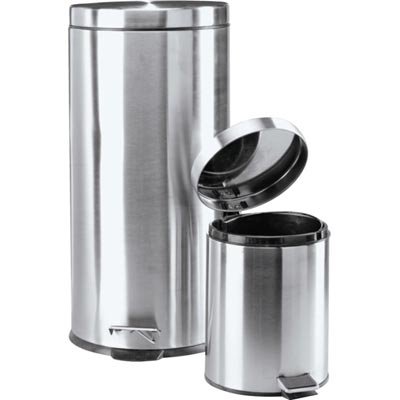30 liter stainless steel step on trash can with BONUS 5 liter trash can stainless