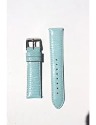 20mm Aqua Genuine Lizard with Quick-Release Pins Michele Style