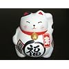 White Ceramic Maneki Neko Lucky Cat #KT6-C