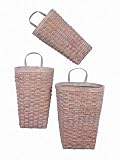 6 DISTRESSED BROWN PINK WASHED HANGING WALL BASKETS