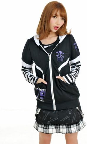 Blooms Punk Cute Women Cat Ear Hoodie Jacket (Large, White)