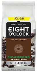 Eight O'Clock Coffee, 100% Colombian Decaf Whole Bean, 12-Ounce Bags (Pack of 4)