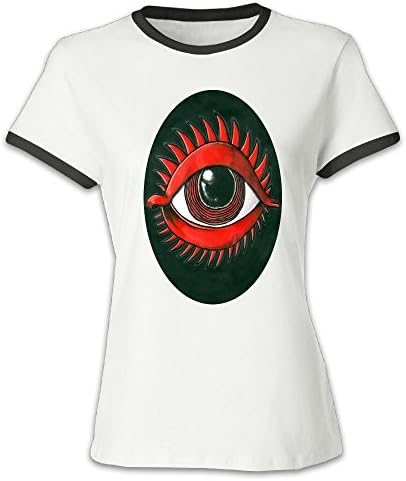 Men Red Eyes Face Ladies Baseball Tees Black