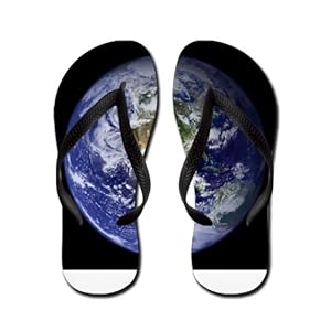 Artsmith, Inc. Women's Flip Flops (Sandals) Earth - Planet Earth The World - Large