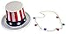 4th of July Patriotic Photo Booth Station Bundle 12 Items:1 Plastic Backdrop, 3 Patriotic Leis & 1 (Each) Patriotic Top Hat, Necklace, Headband, American Flag,Star Glasses, Mustache, Lips & Star Wand